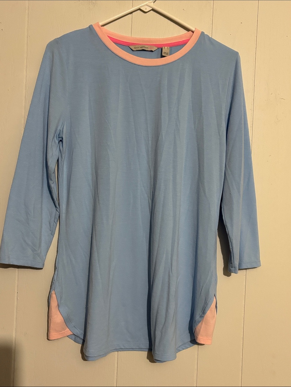 Isaac Mizrahi Sky Blue Tunic with Pink Trim